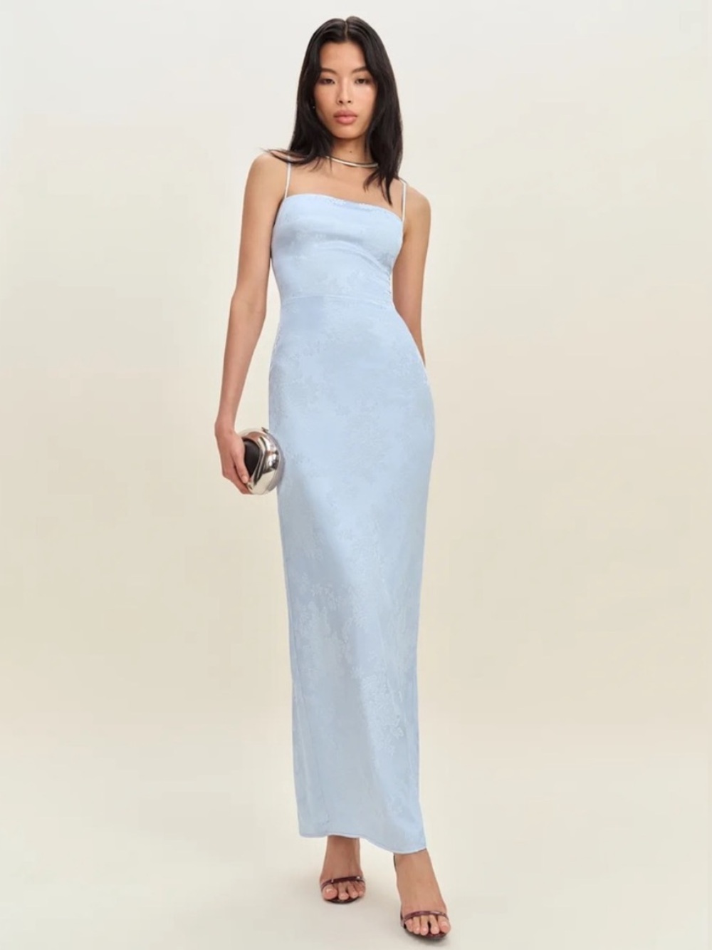 Reformation Frankie Silk Dress in Ice